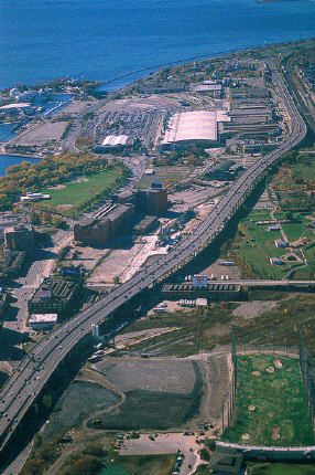 Toronto Gardiner Exwy and Lakefront from CN Tower