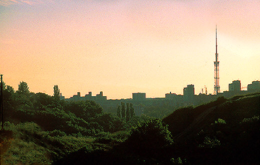 View of Syrets and Kiev TV Tower from Uzdyhalnytsya Hill