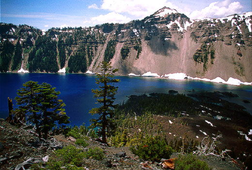 Norhtern tip of Wizard Island and Skell Channel from Crater Rim of Cinder Cone