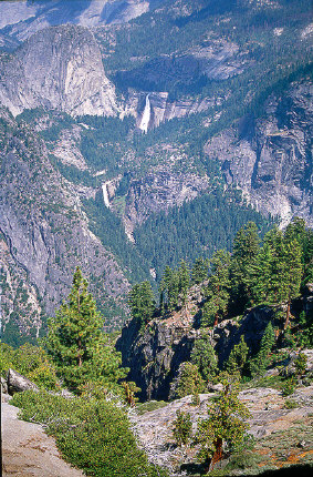 A view of Little Yosemite Valley, Vernal and Nevada Falls