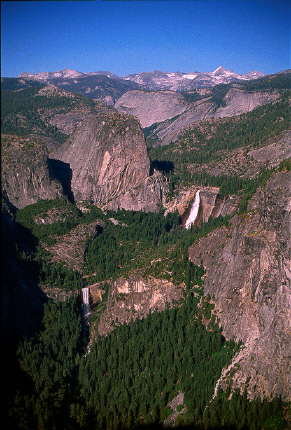 A view of Little Yosemite Valley, Vernal and Nevada Falls