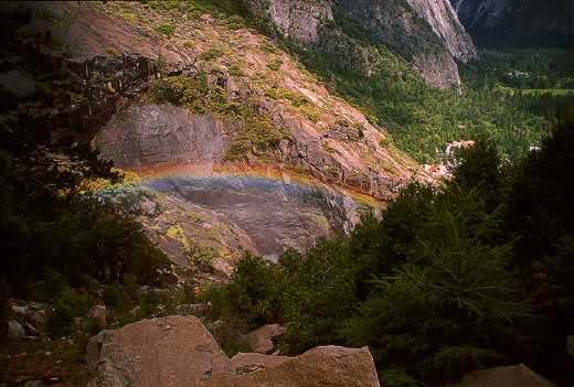 Rainbow at the base of Upper Yosemite Falls